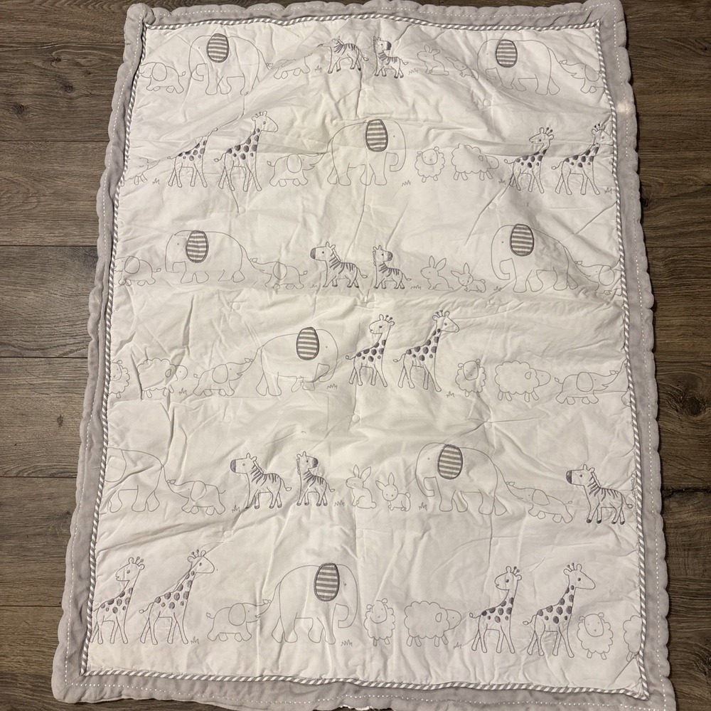 Cloud Island Baby Blanket Two by Two Animal Parade Comforter Reversible Stripe